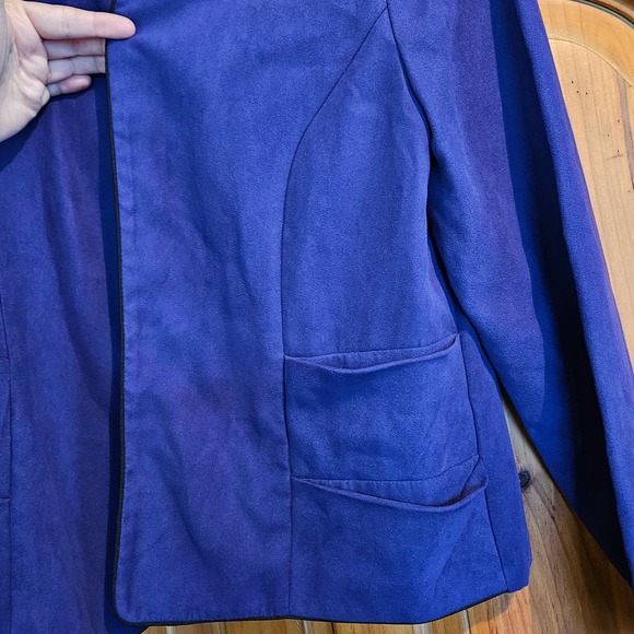 Women's Perceptions Purple With Black Trim Open Blazer Size 14 Petite - Picture 3 of 6